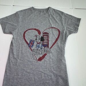 Primark London Dalmatian Graphic T Shirt Womens Medium Gray Disney UK Tee
